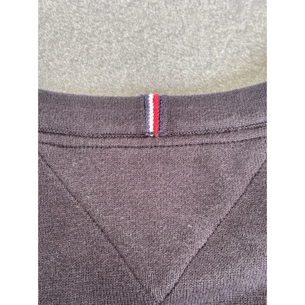 Tommy Hilfiger Black Knit Cotton Pullover Sweater Crew Neck Logo Men's Size L